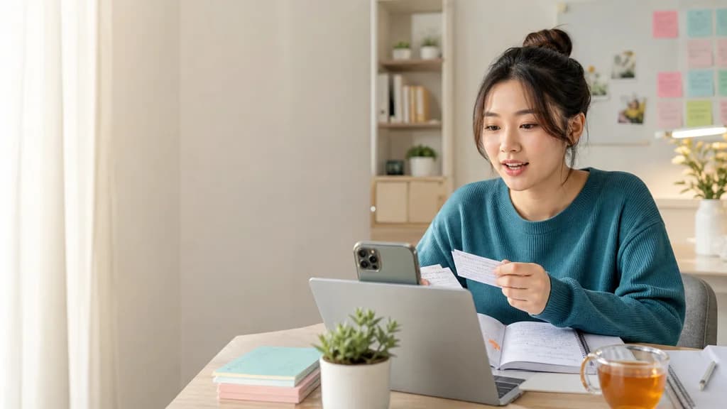 Người học đánh dấu và viết lại đoạn IELTS Writing trên giấy.